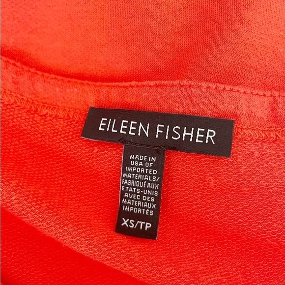 Eileen Fisher Orange Red Terry Pocket Scoop Neck Long Sleeve Stretch Top Size XS - Picture 13 of 14
